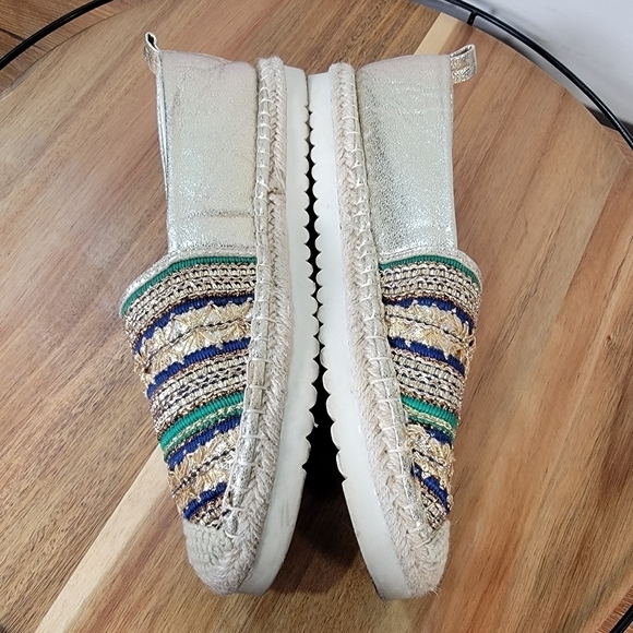 Patrizia by Spring Step Slip On Espadrilles Gold Metallic Colorful Flats Size 39 - Picture 9 of 17